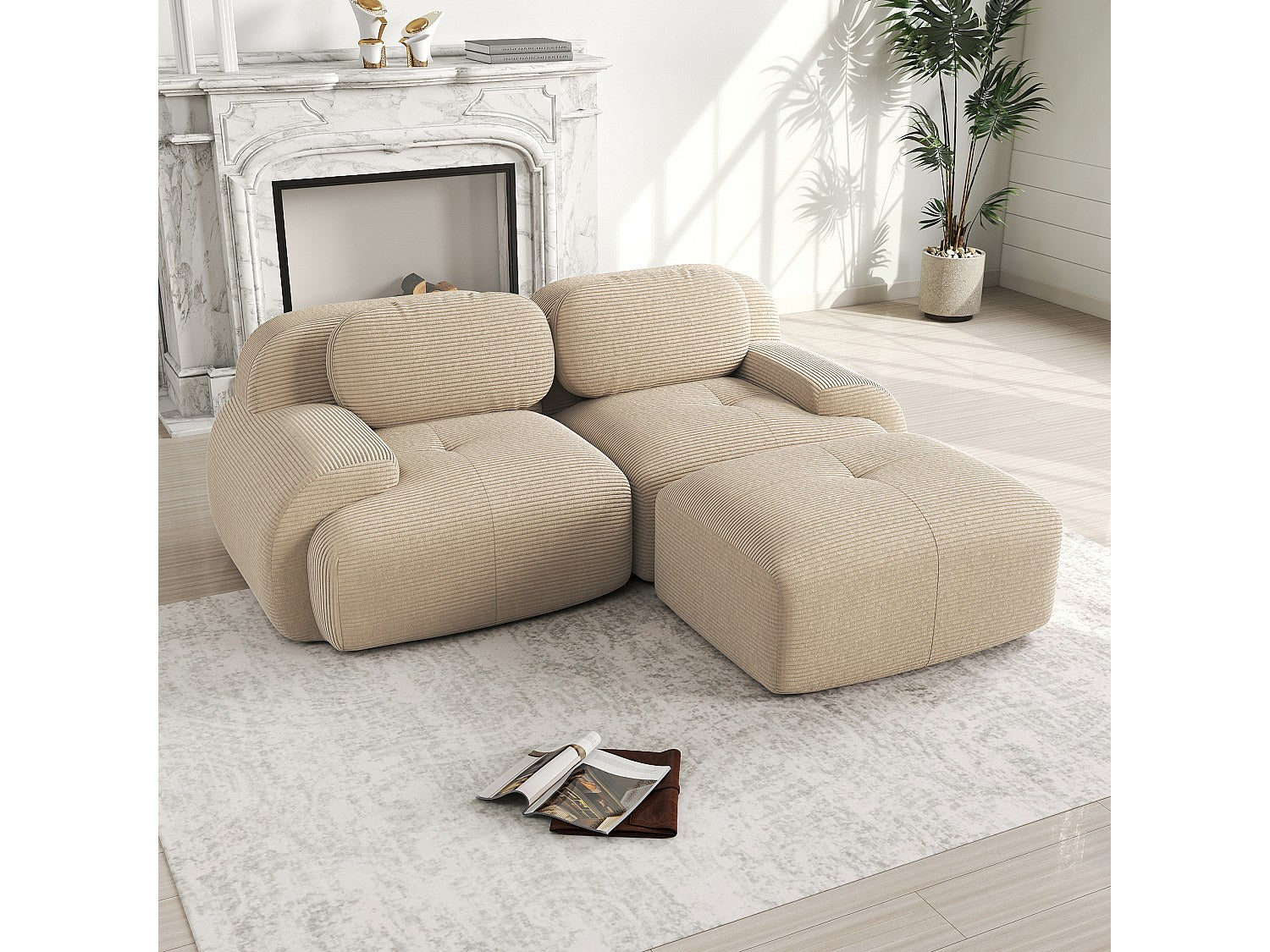 Canapé modulable beige velours