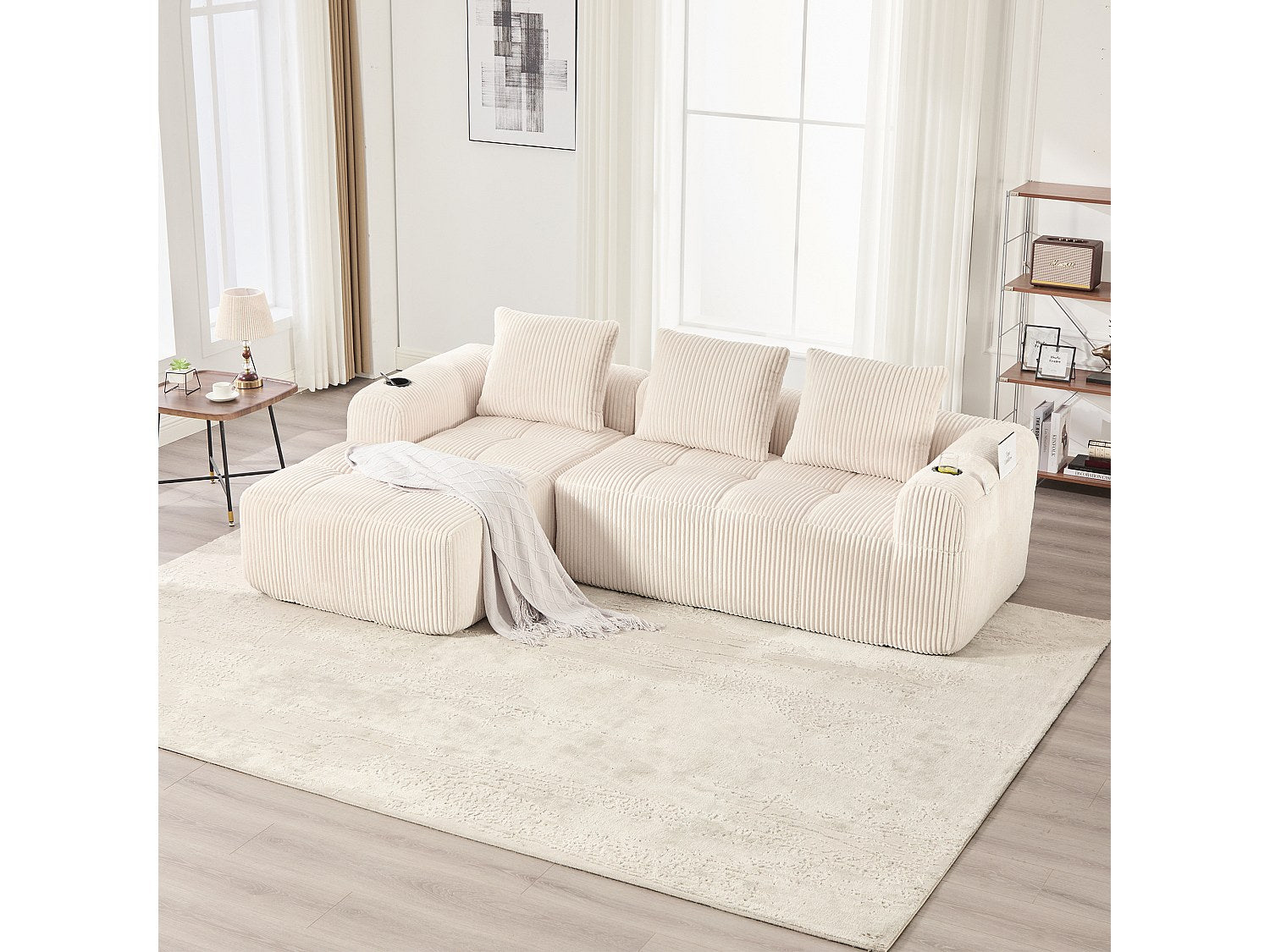 Canapé modulable beige velours