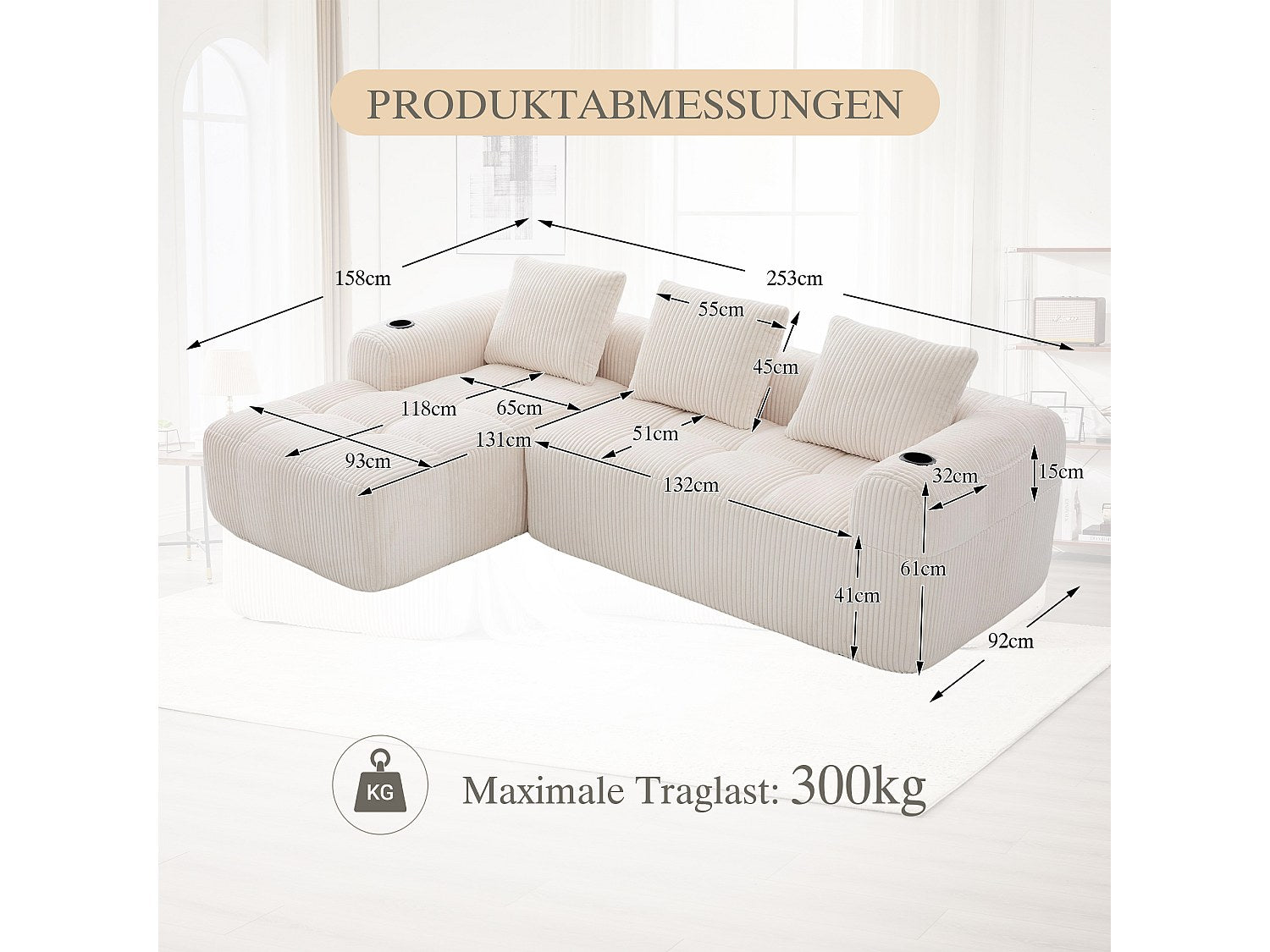 Canapé modulable beige velours
