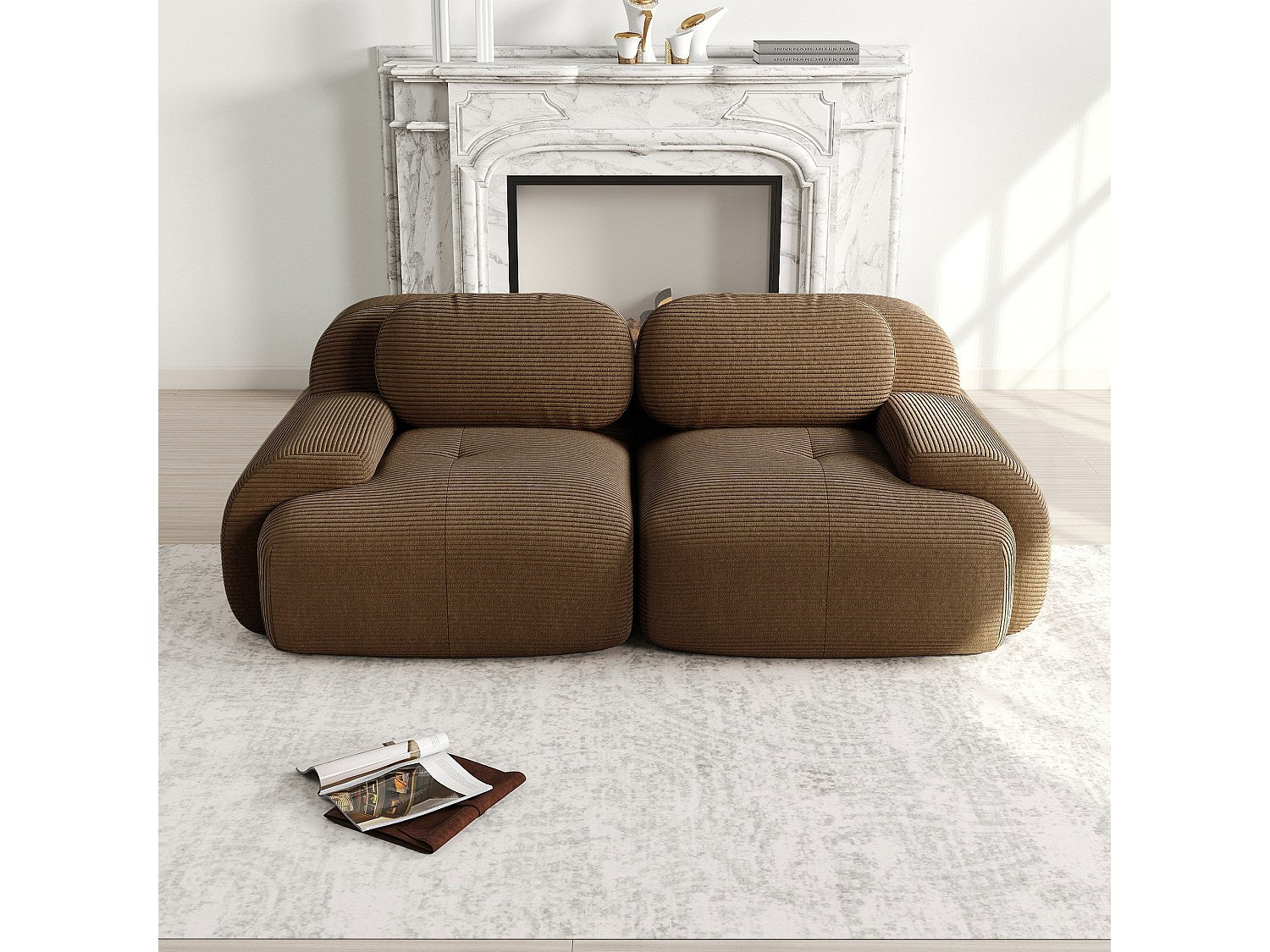 Canapé modulable marron velours