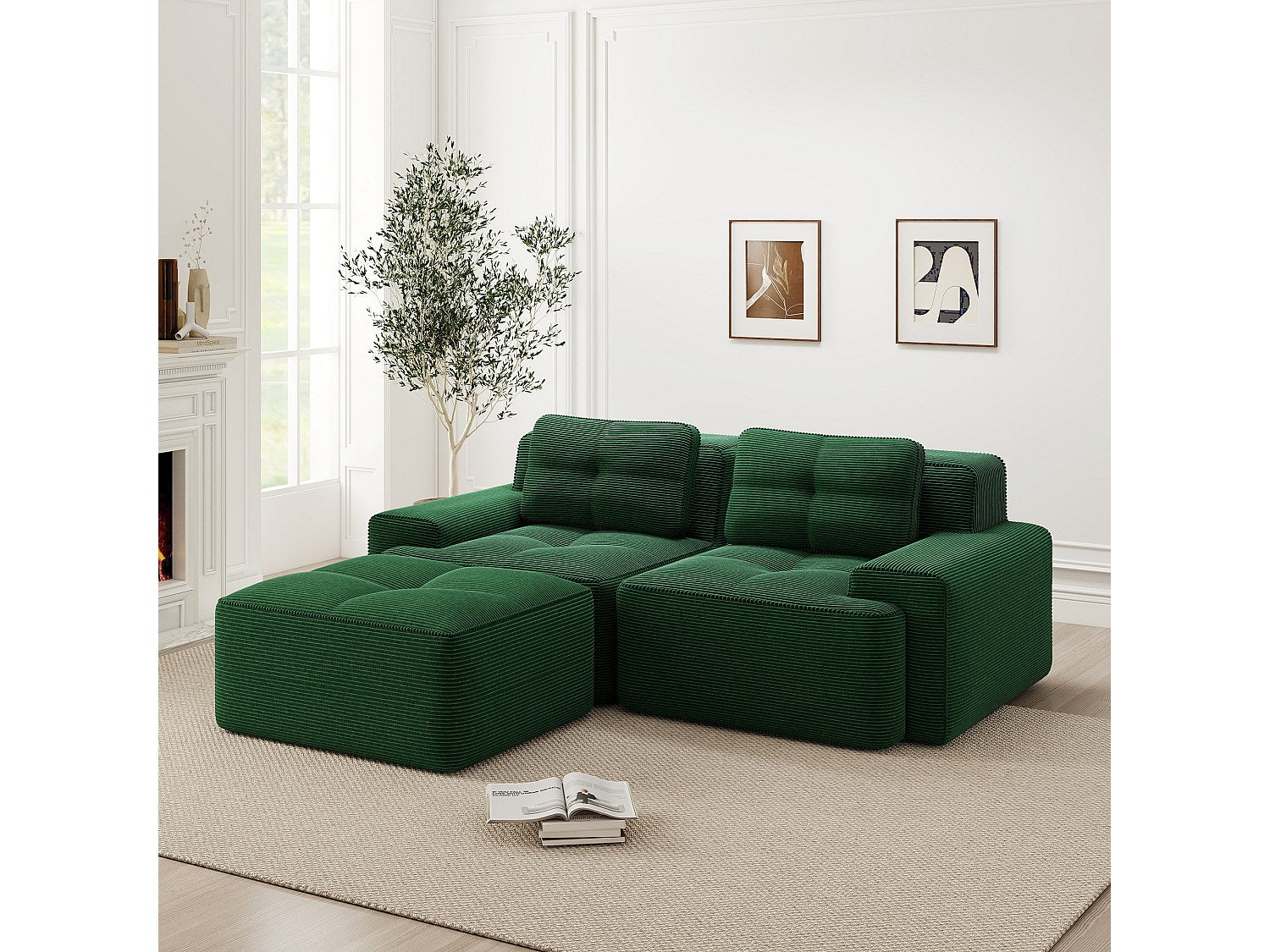 Canapé modulable vert velours