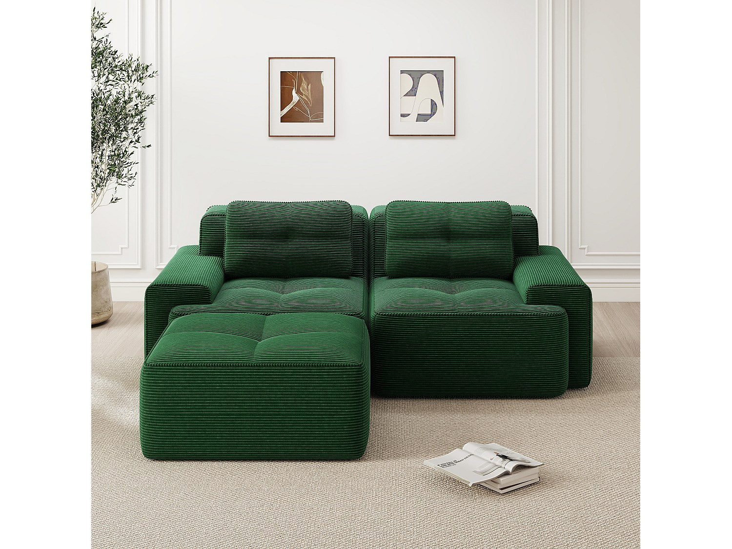 Canapé modulable vert velours