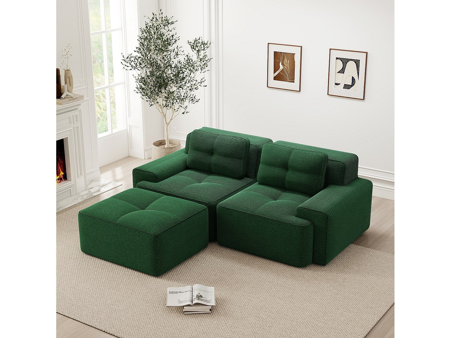 Canapé modulable vert velours