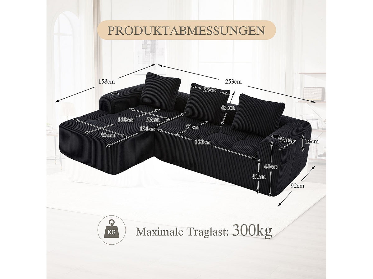 Canapé modulable noir velours