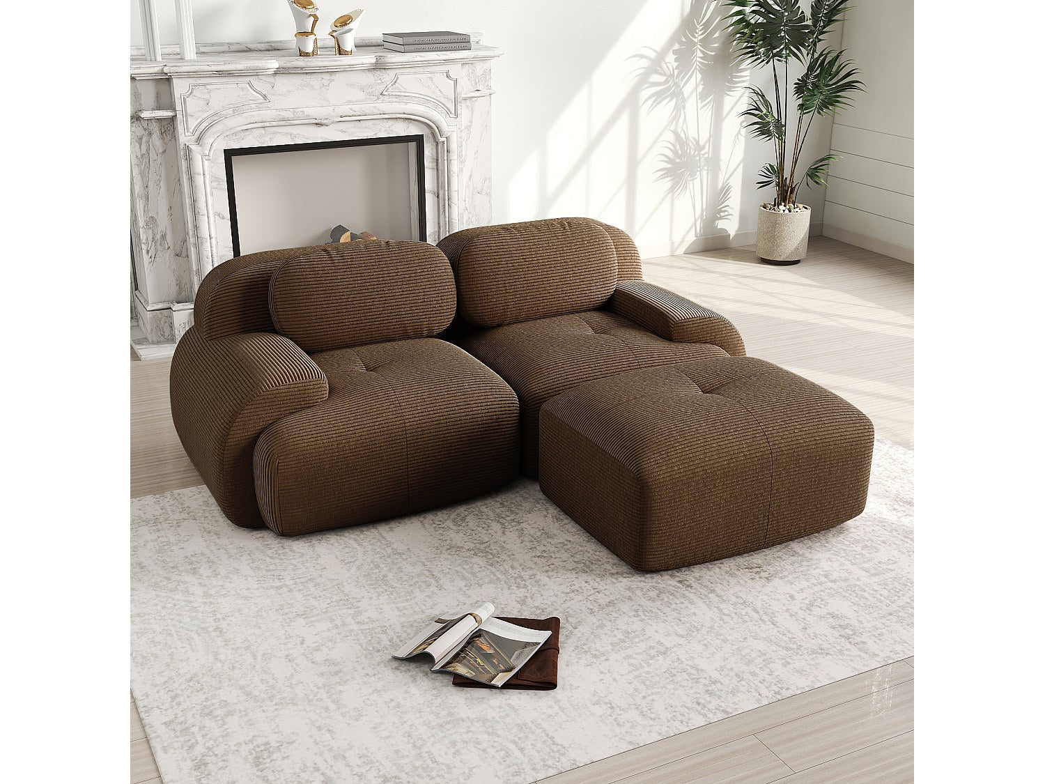 Canapé modulable marron velours