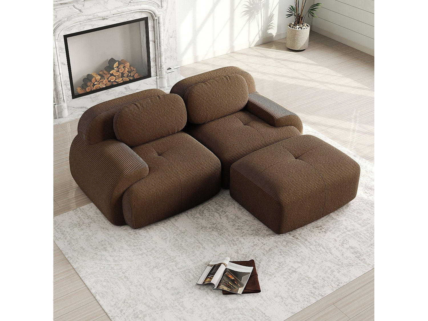 Canapé modulable marron velours