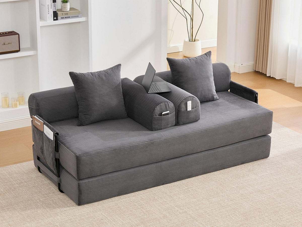 Canapé modulable gris tissu