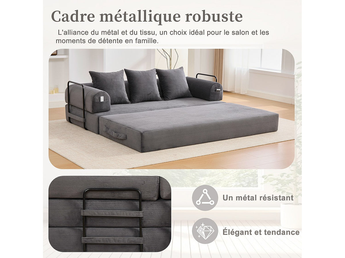 Canapé modulable gris tissu