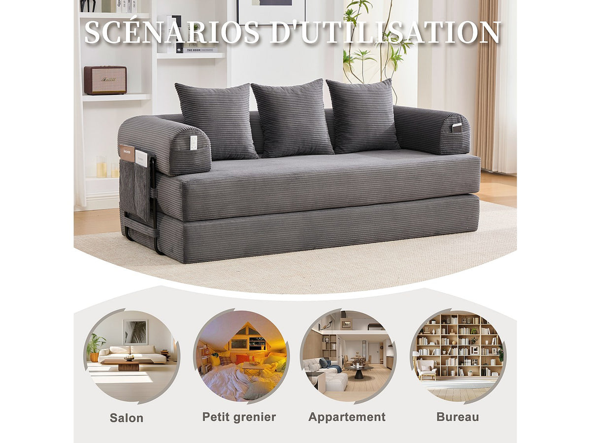 Canapé modulable gris tissu
