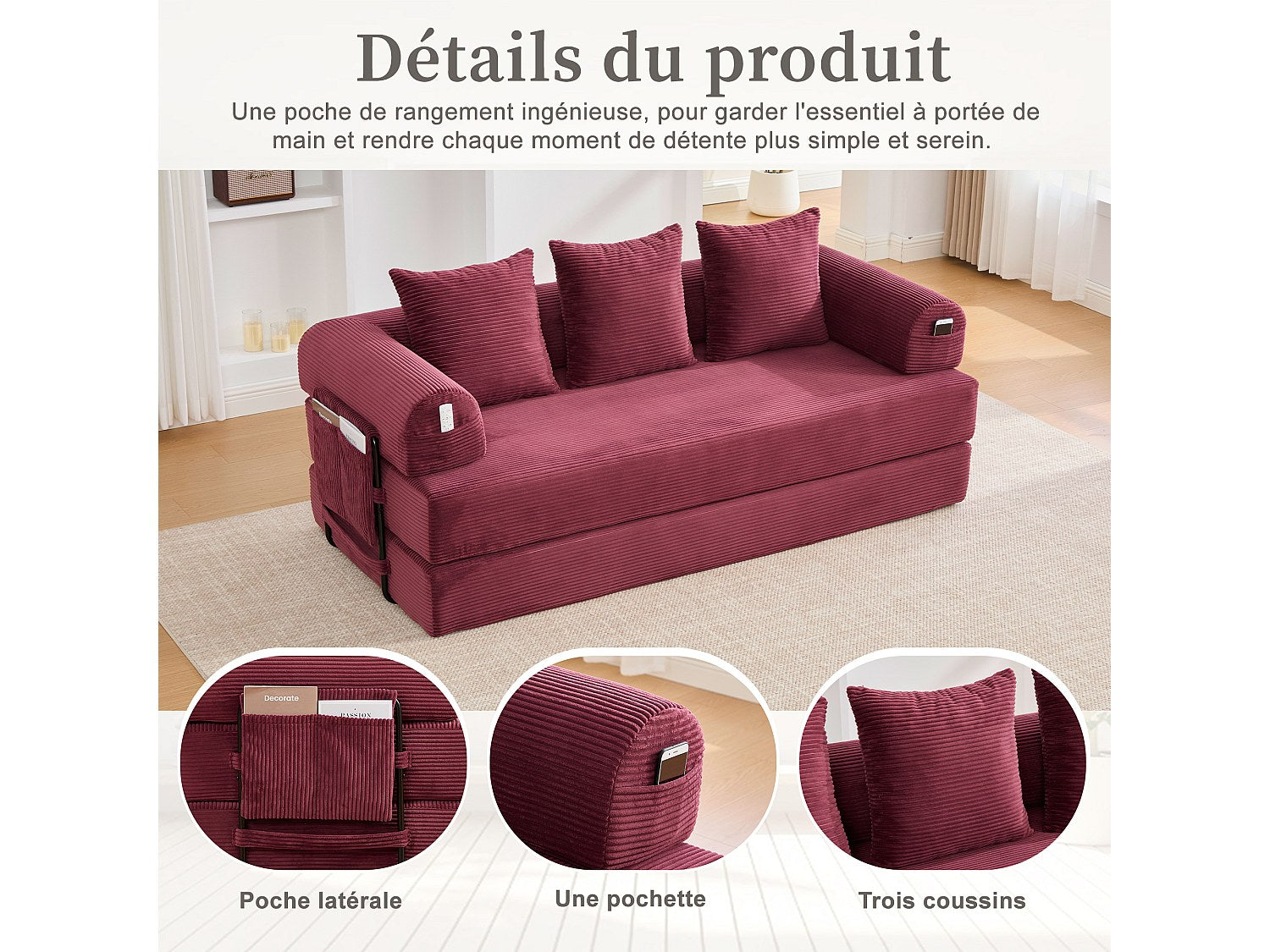 Canapé modulable tissu