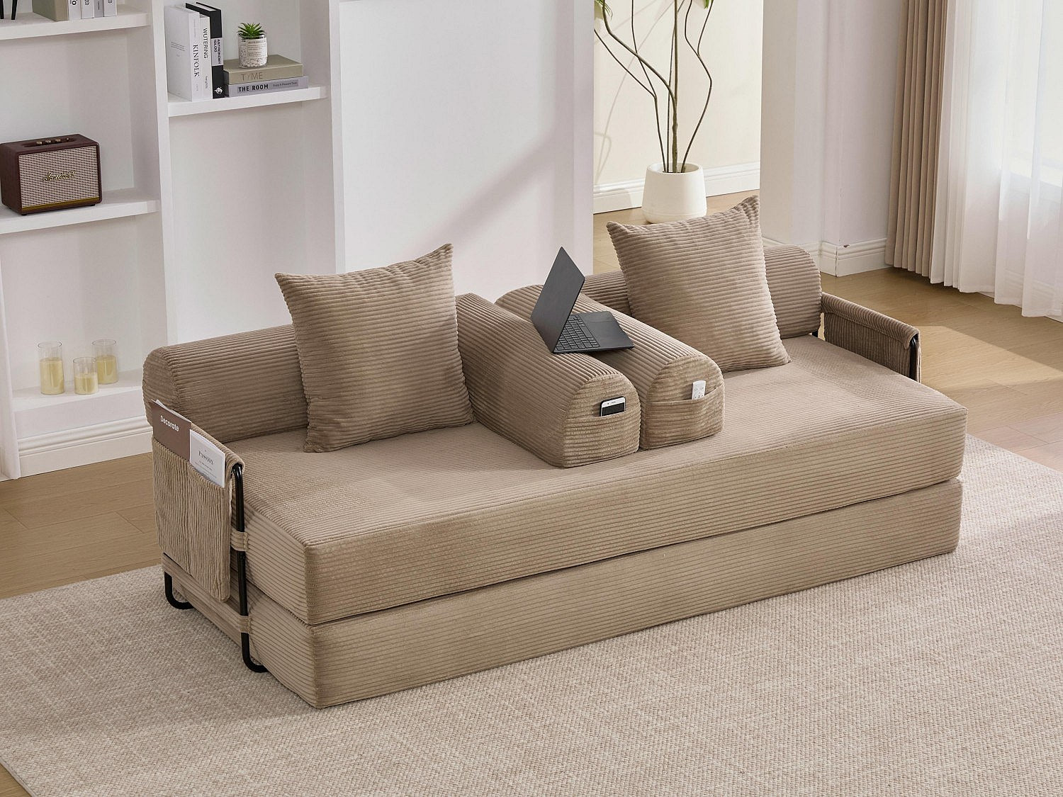 Canapé modulable vert tissu