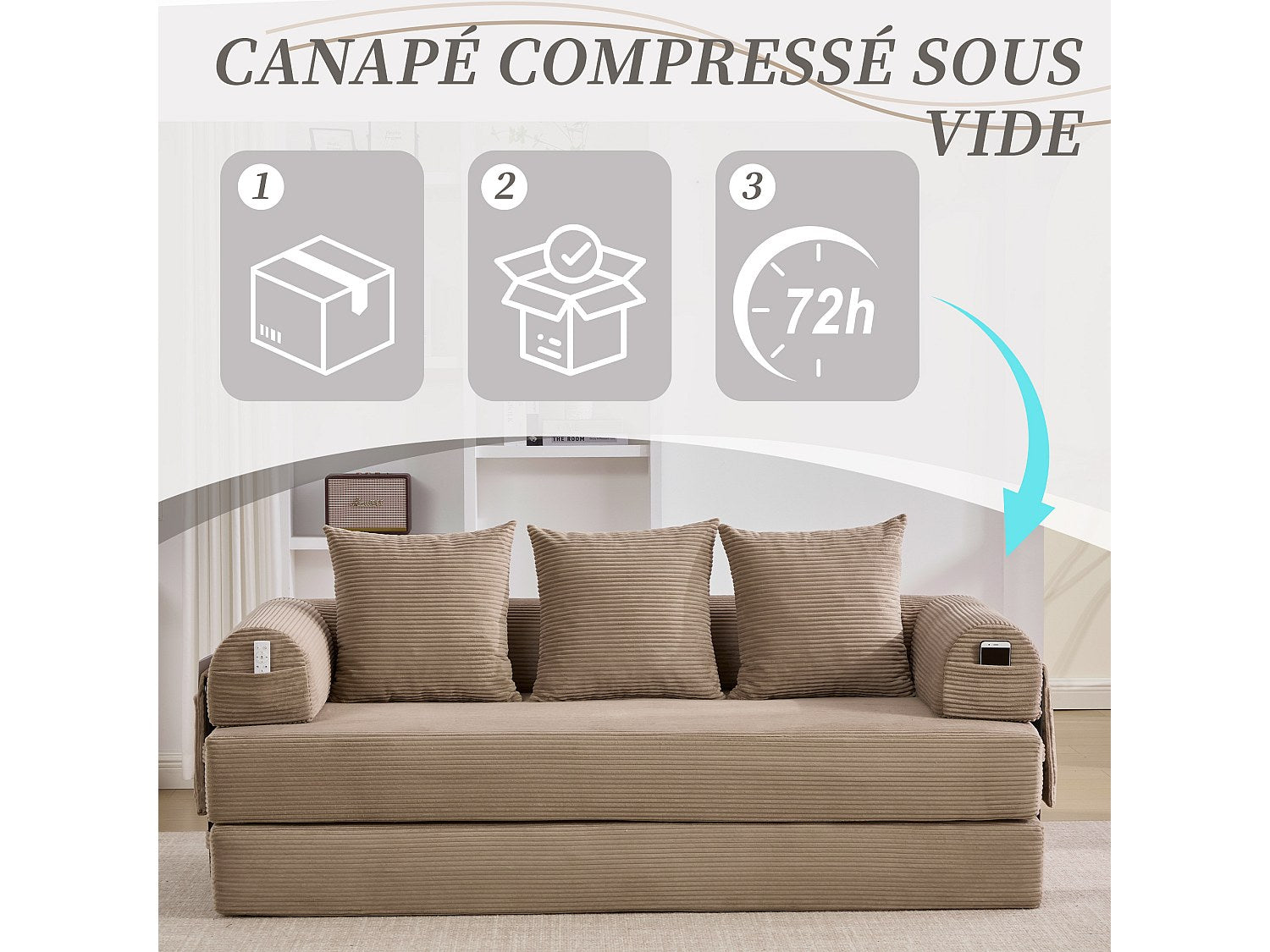 Canapé modulable vert tissu