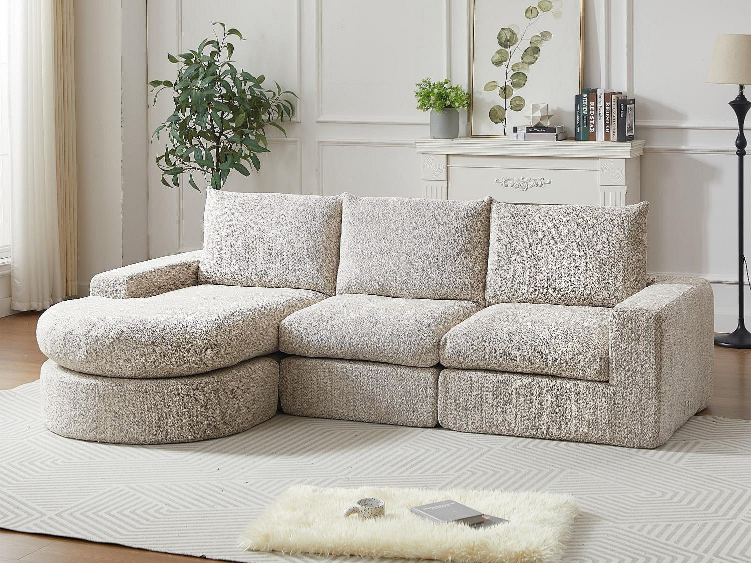 Angle pour canapé modulable beige tissu