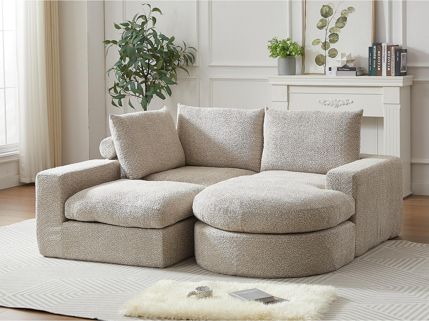 Angle pour canapé modulable beige tissu