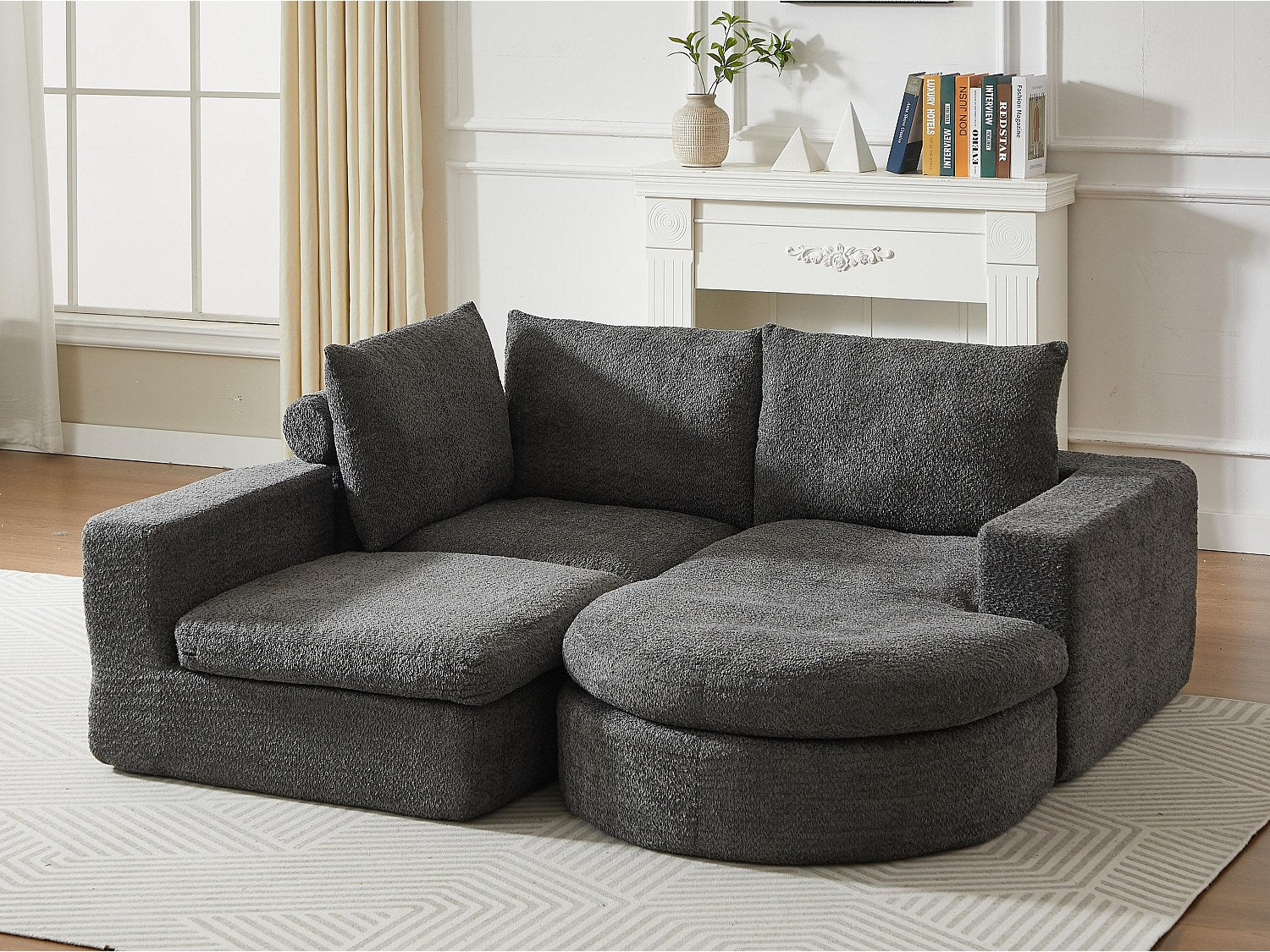 Angle pour canapé modulable gris tissu