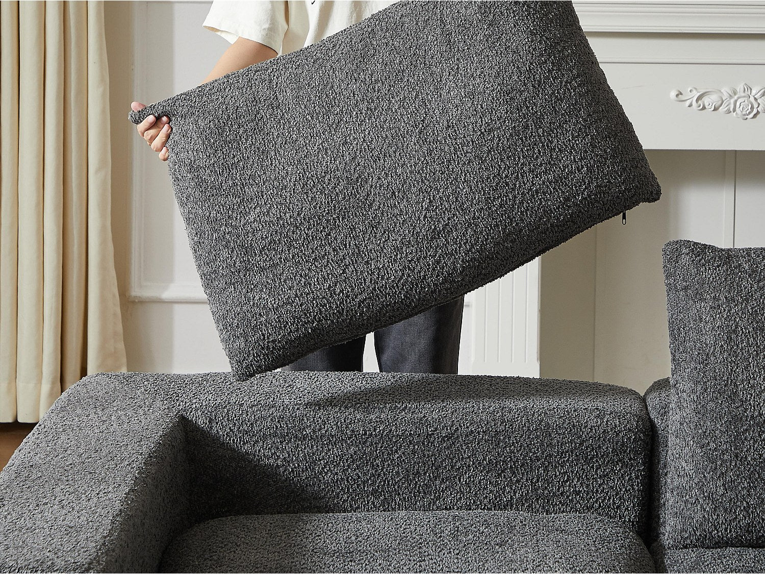 Angle pour canapé modulable gris tissu
