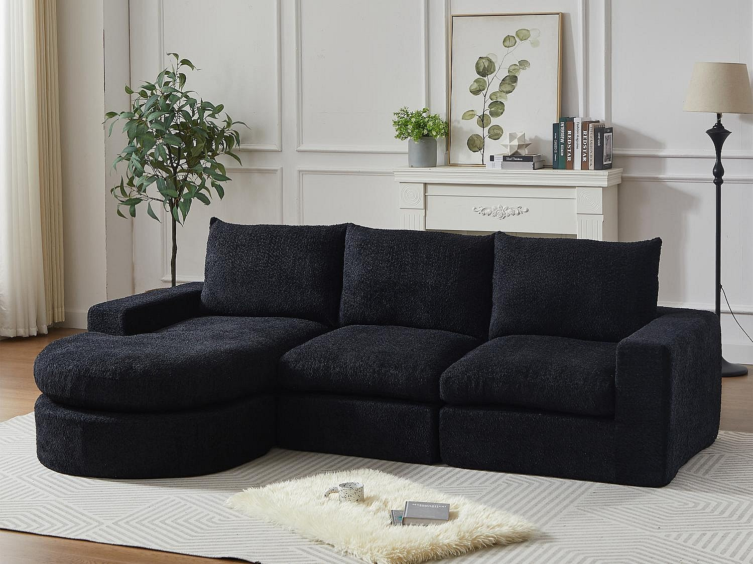 Angle pour canapé modulable noir tissu