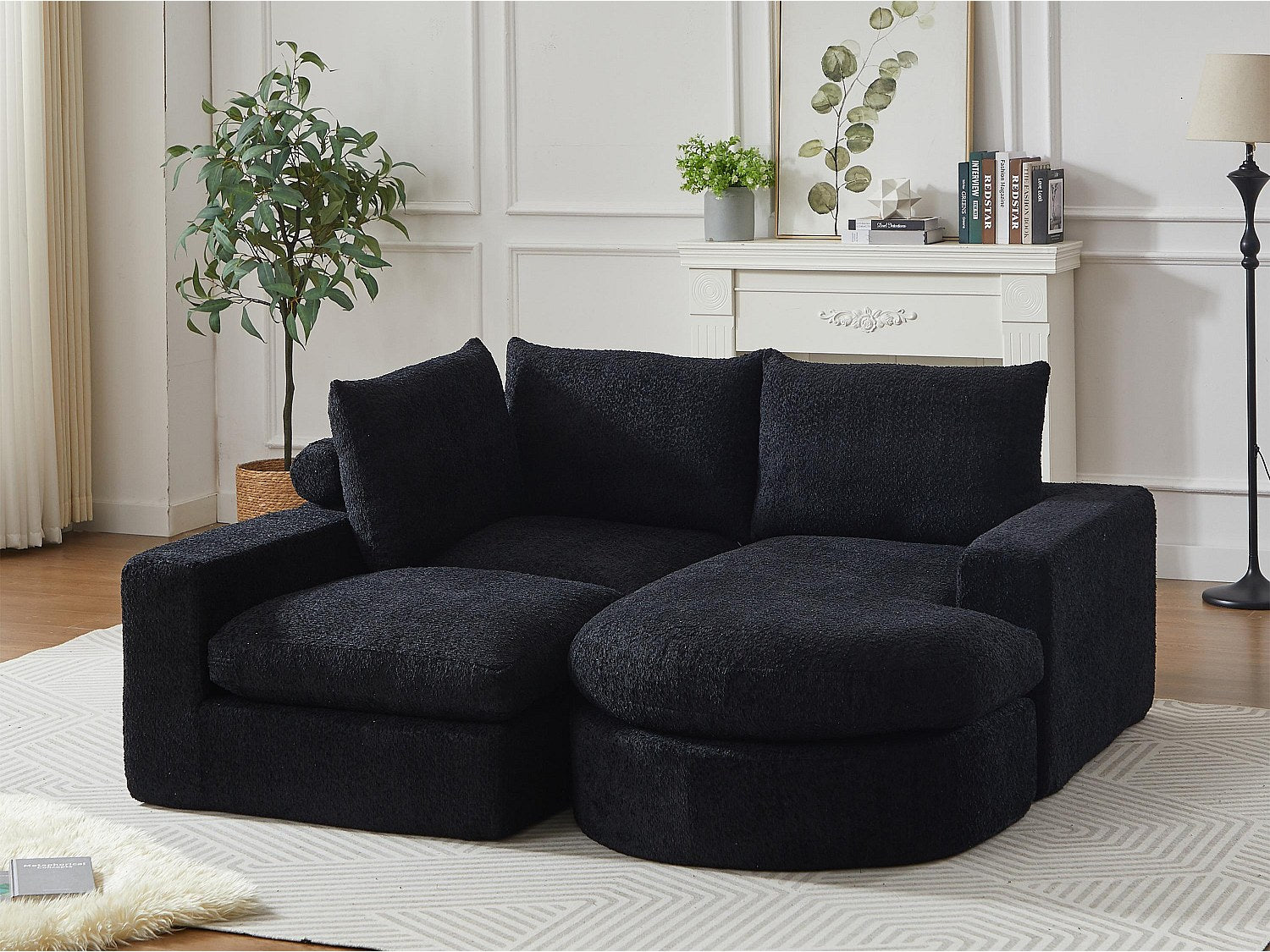 Angle pour canapé modulable noir tissu