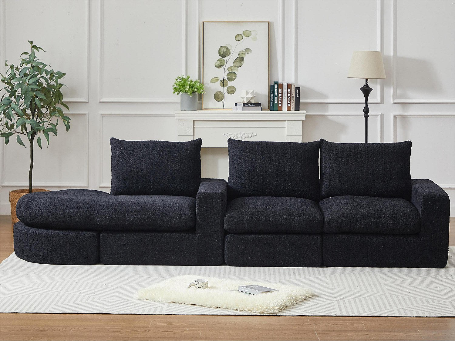 Angle pour canapé modulable noir tissu