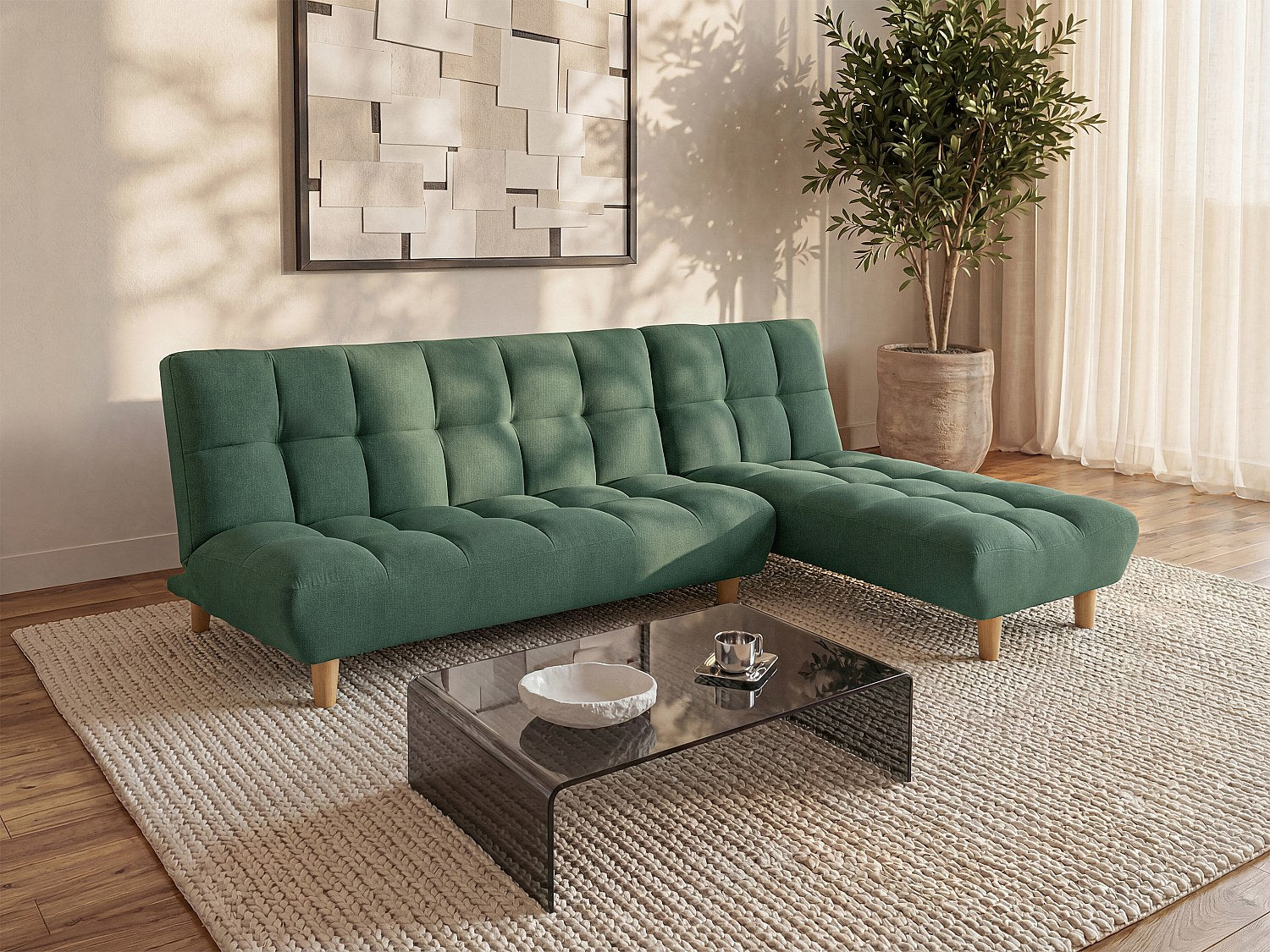 Canapé modulable convertible vert tissu