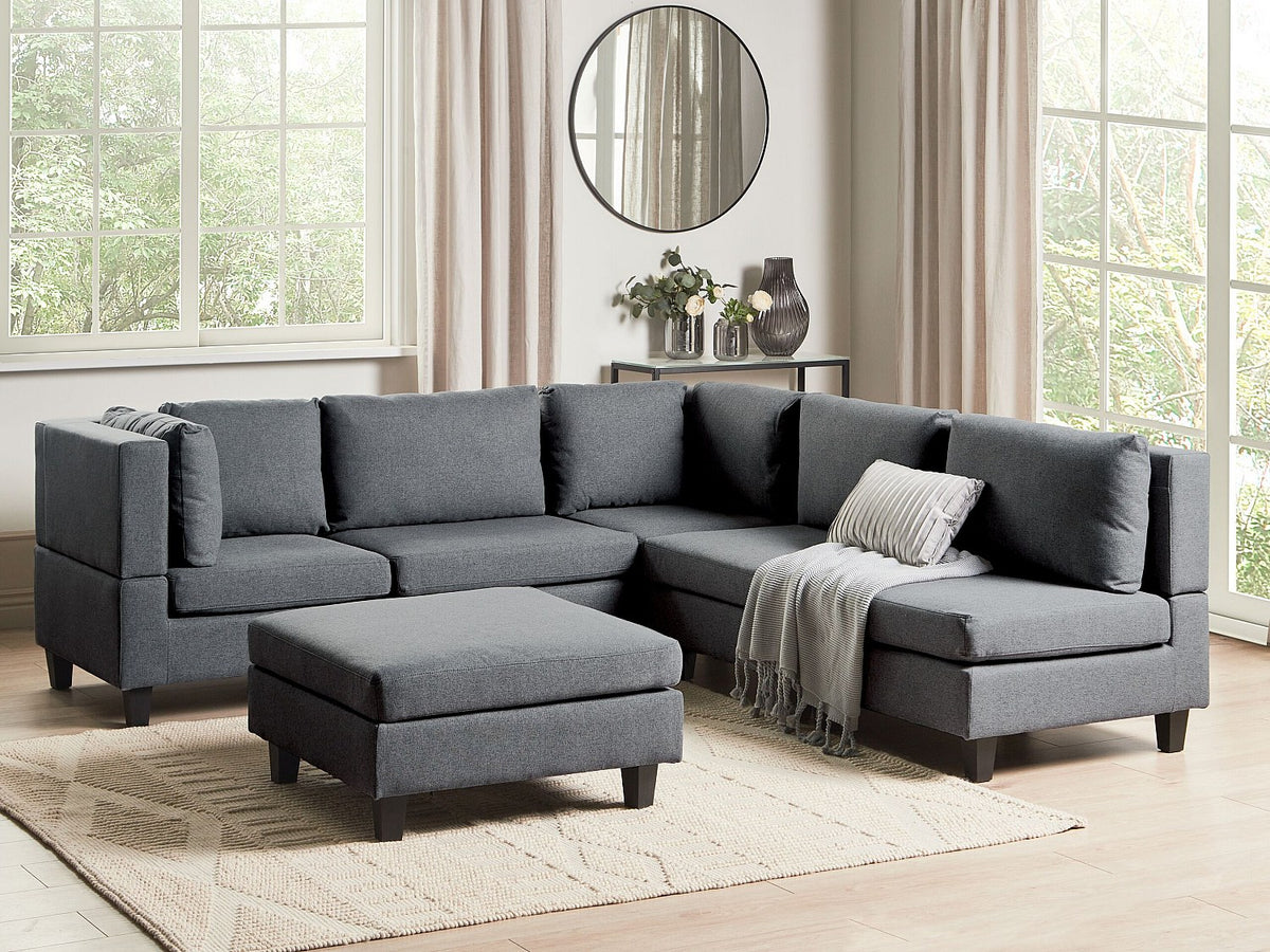 Angle pour canapé modulable 5 places gris tissu