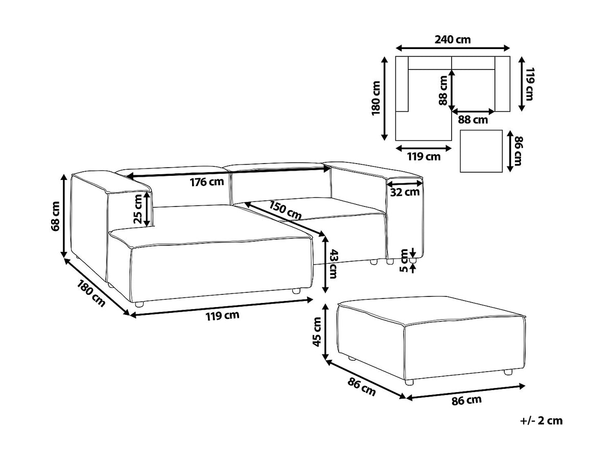 Angle pour canapé modulable 3 places vert velours
