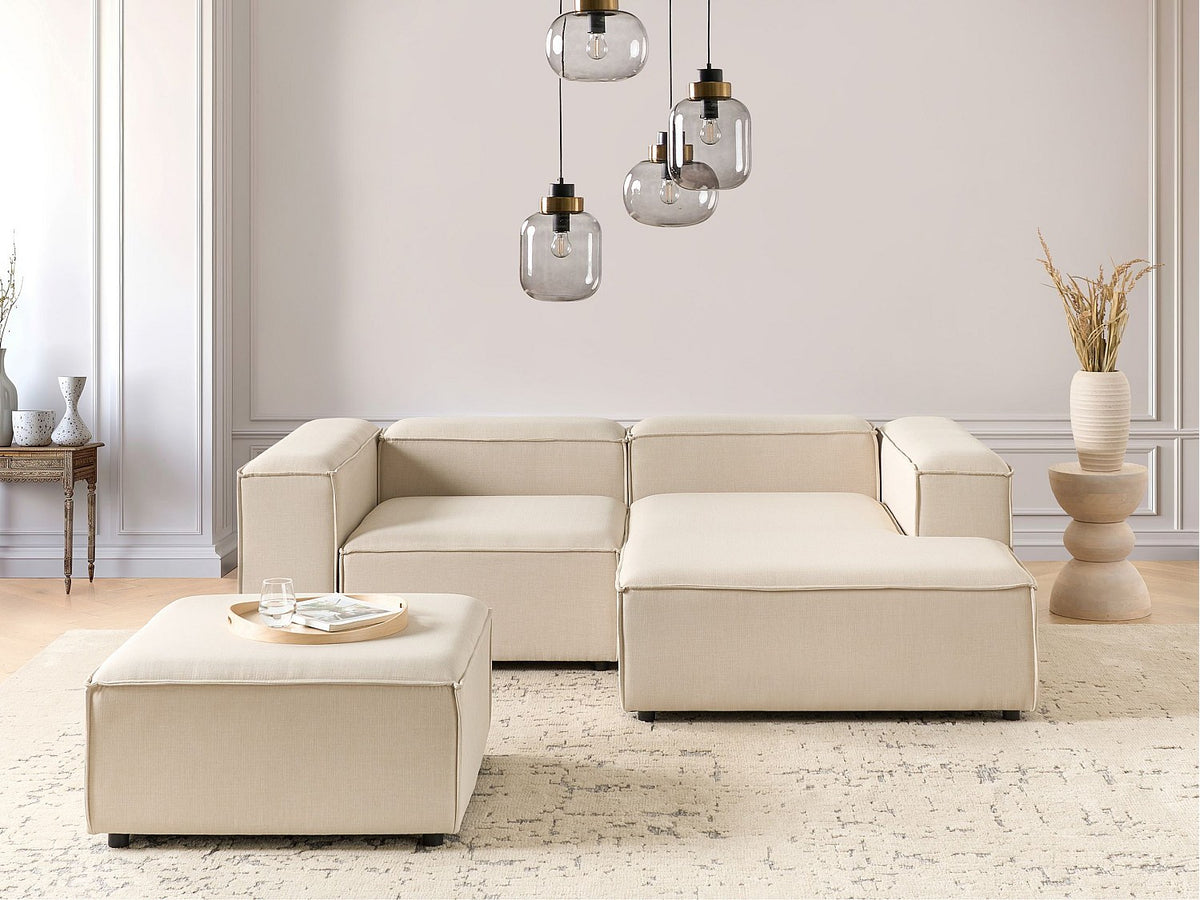 Angle pour canapé modulable 3 places beige tissu