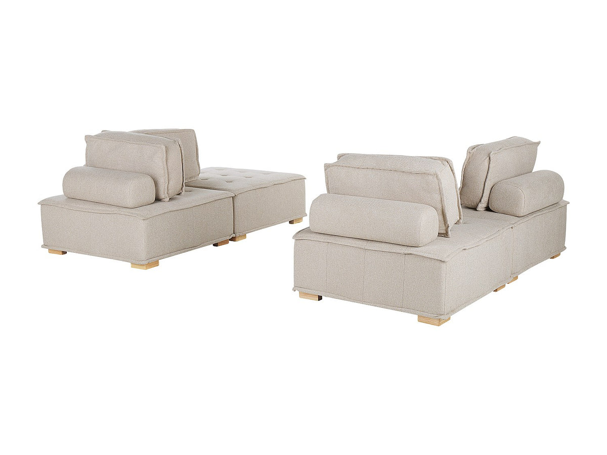 Canapé modulable 4 places beige tissu