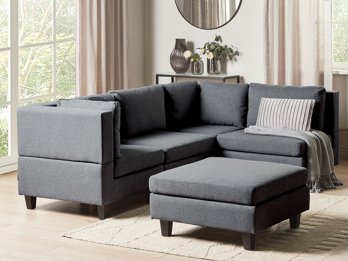 Angle pour canapé modulable 4 places gris tissu