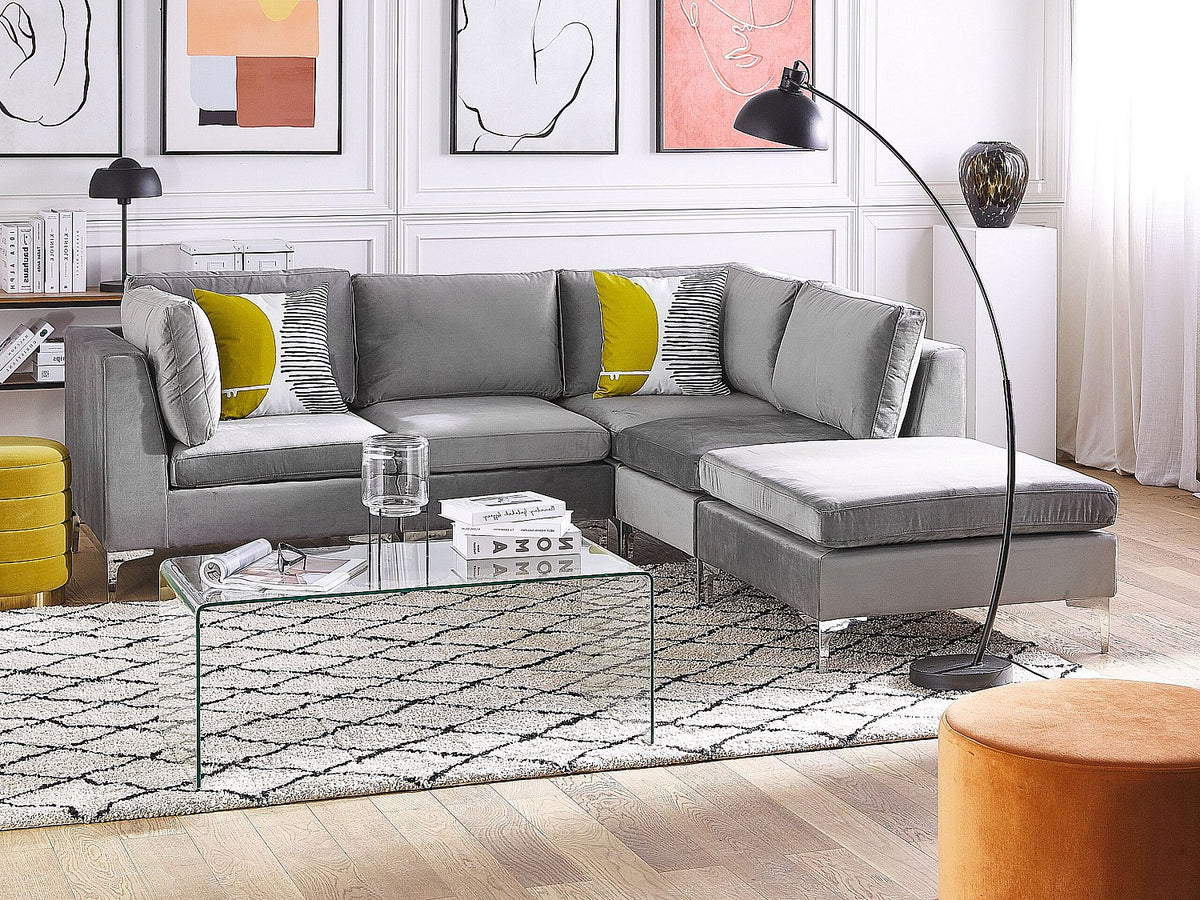 Angle pour canapé modulable 4 places gris velours