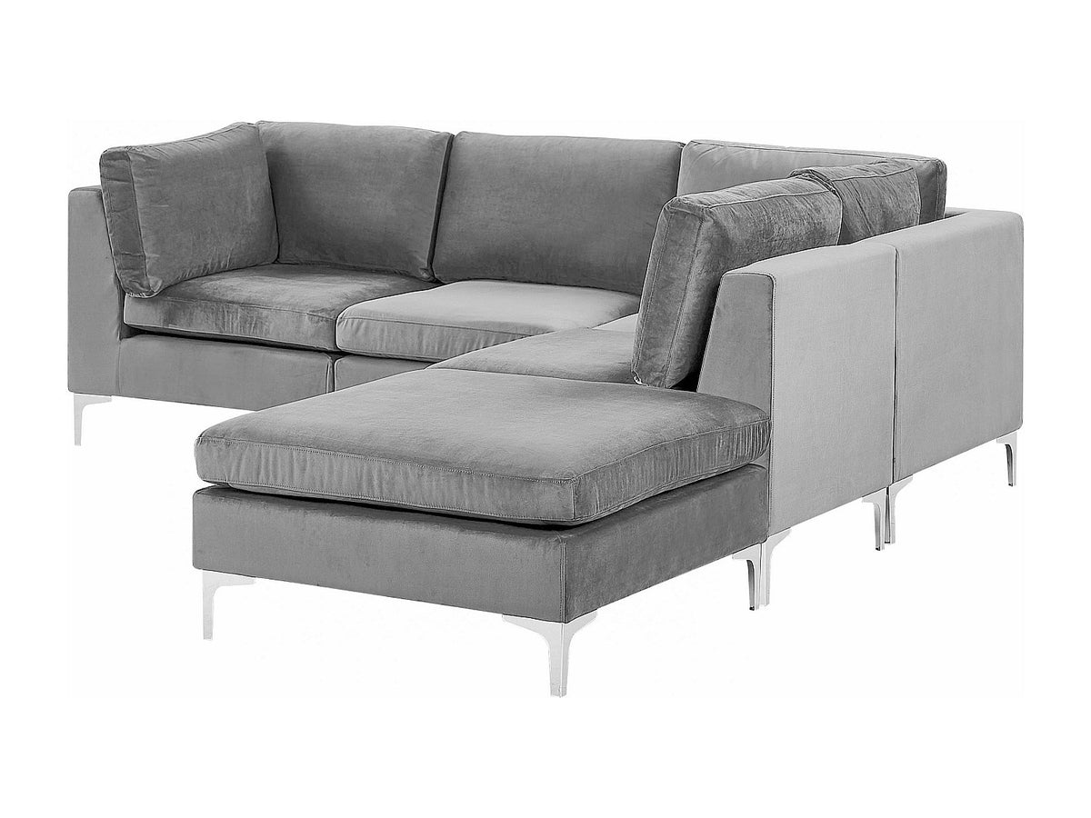 Angle pour canapé modulable 4 places gris velours
