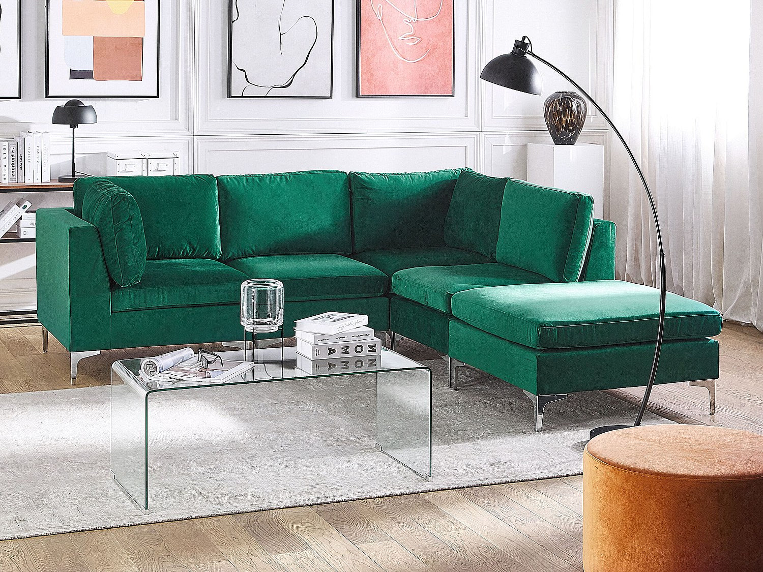 Angle pour canapé modulable 4 places vert velours