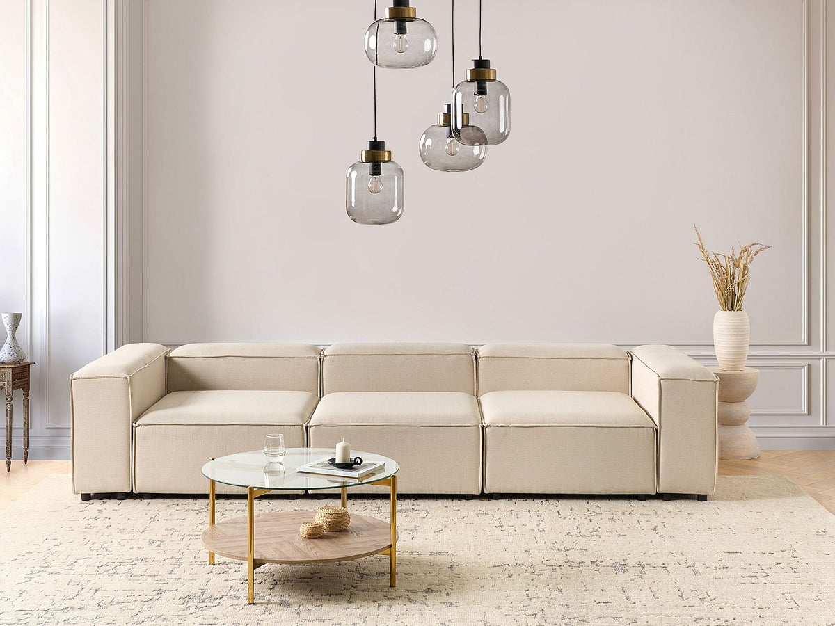 Canapé modulable 3 places beige tissu