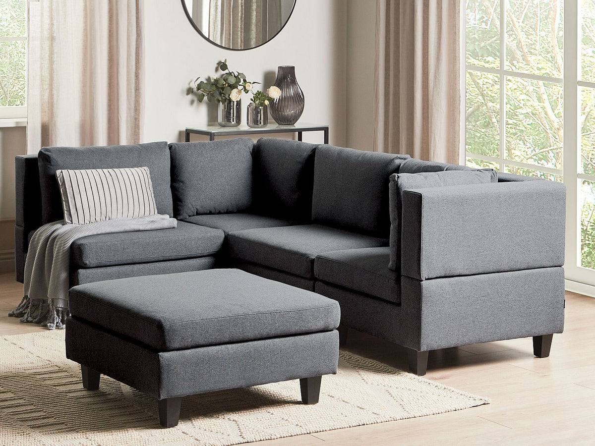 Angle pour canapé modulable 4 places gris tissu