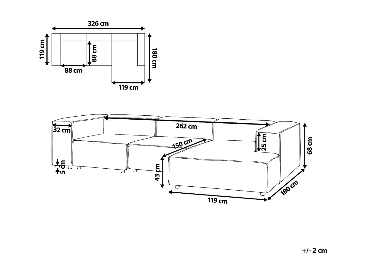 Angle pour canapé modulable 4 places vert velours