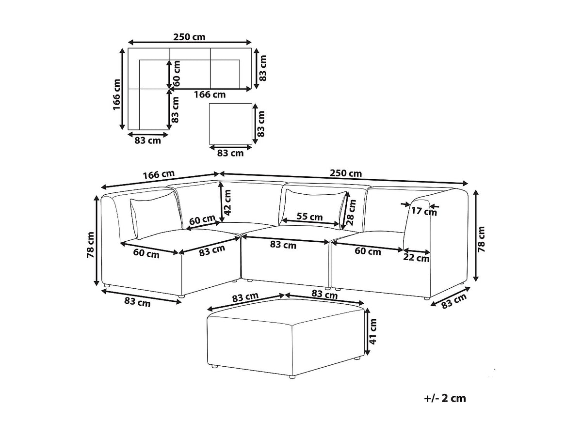 Angle pour canapé modulable 4 places vert velours