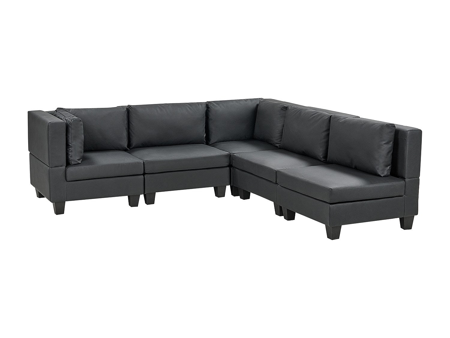 Angle pour canapé modulable 5 places noir simili cuir