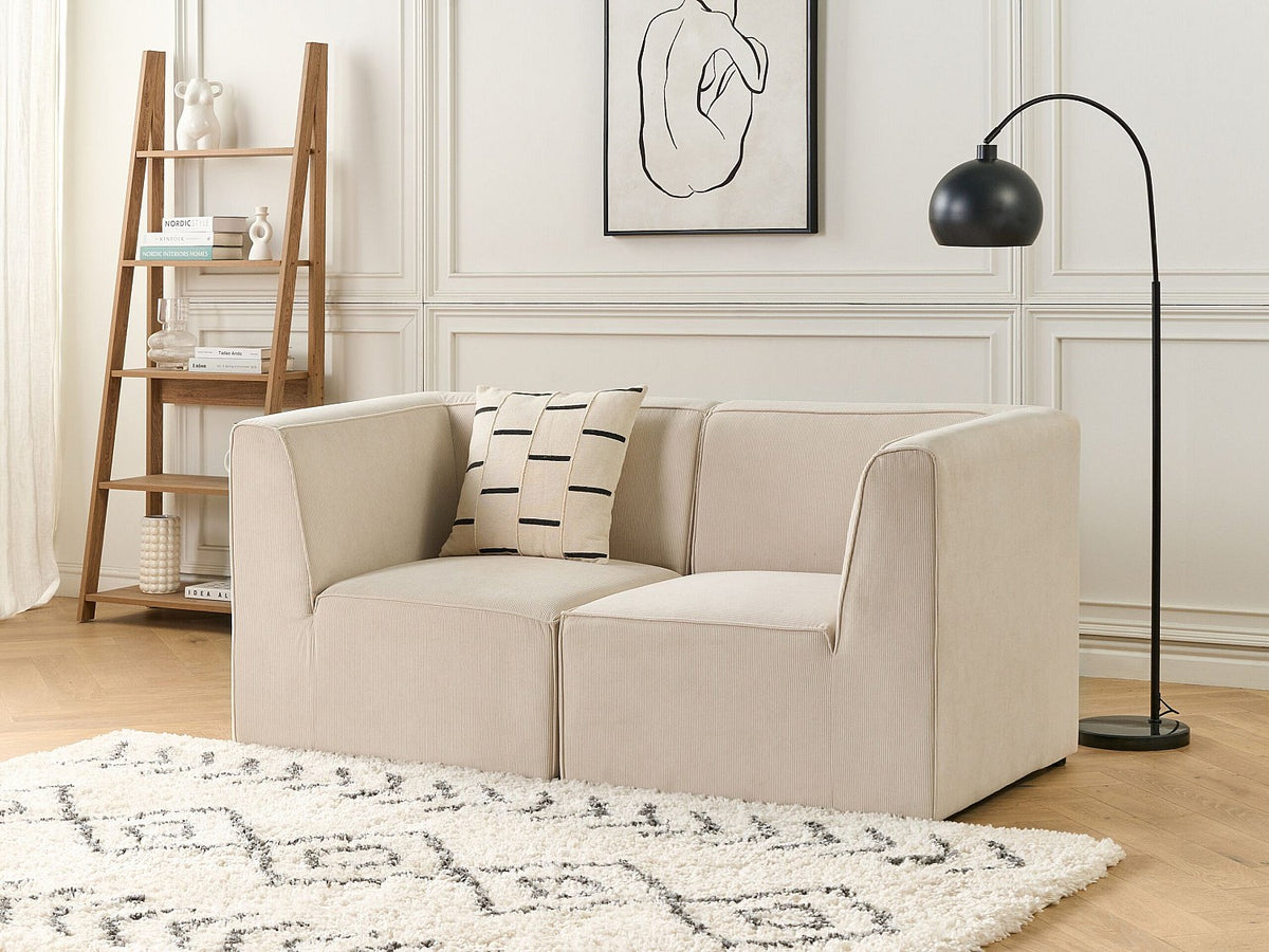 Canapé modulable 2 places beige velours