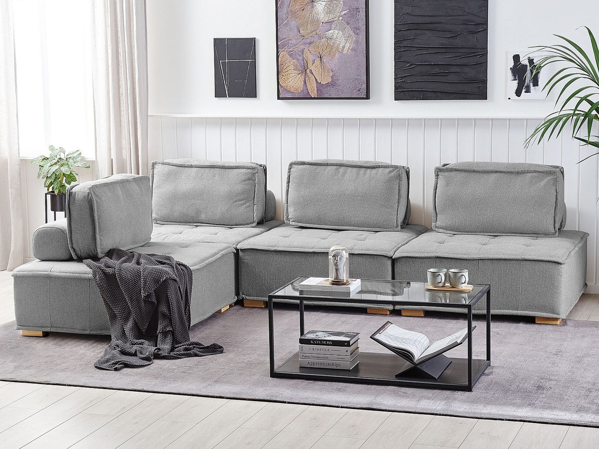 Angle pour canapé modulable 4 places gris tissu