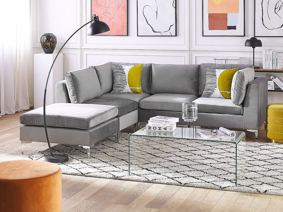 Angle pour canapé modulable 4 places gris tissu