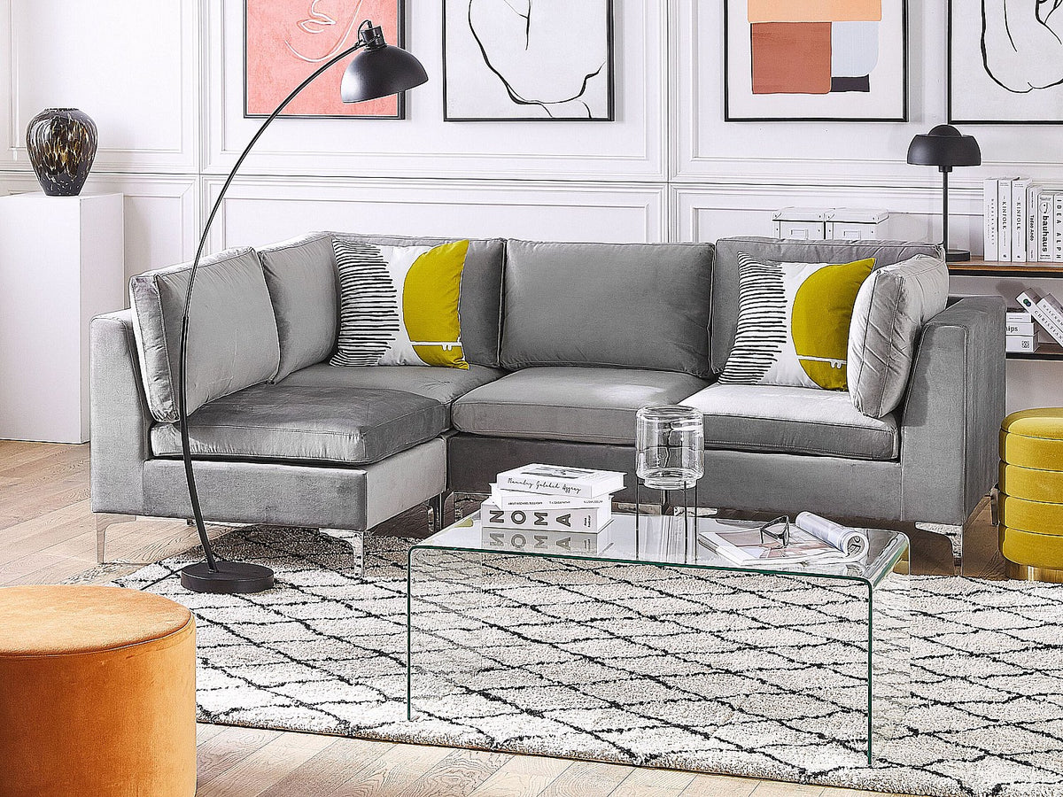 Angle pour canapé modulable gris velours