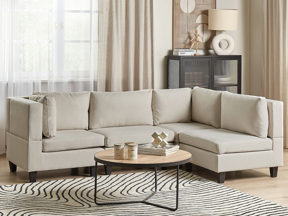 Angle pour canapé modulable 4 places beige tissu