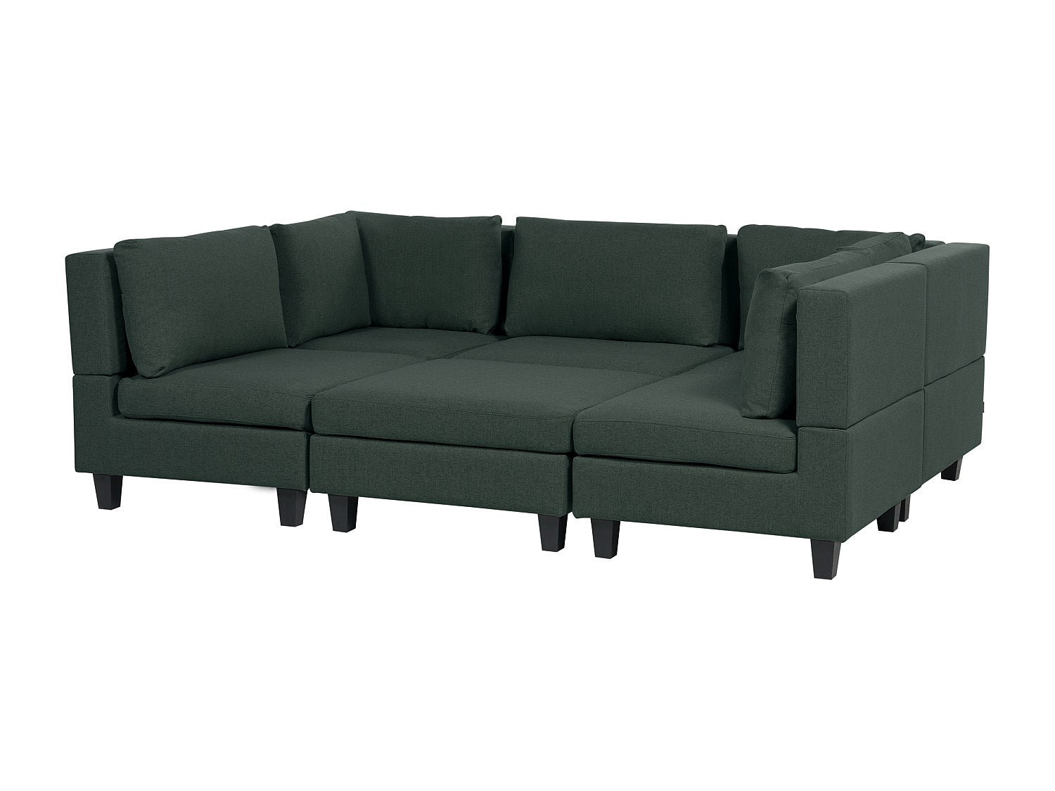 Canapé modulable 5 places vert tissu