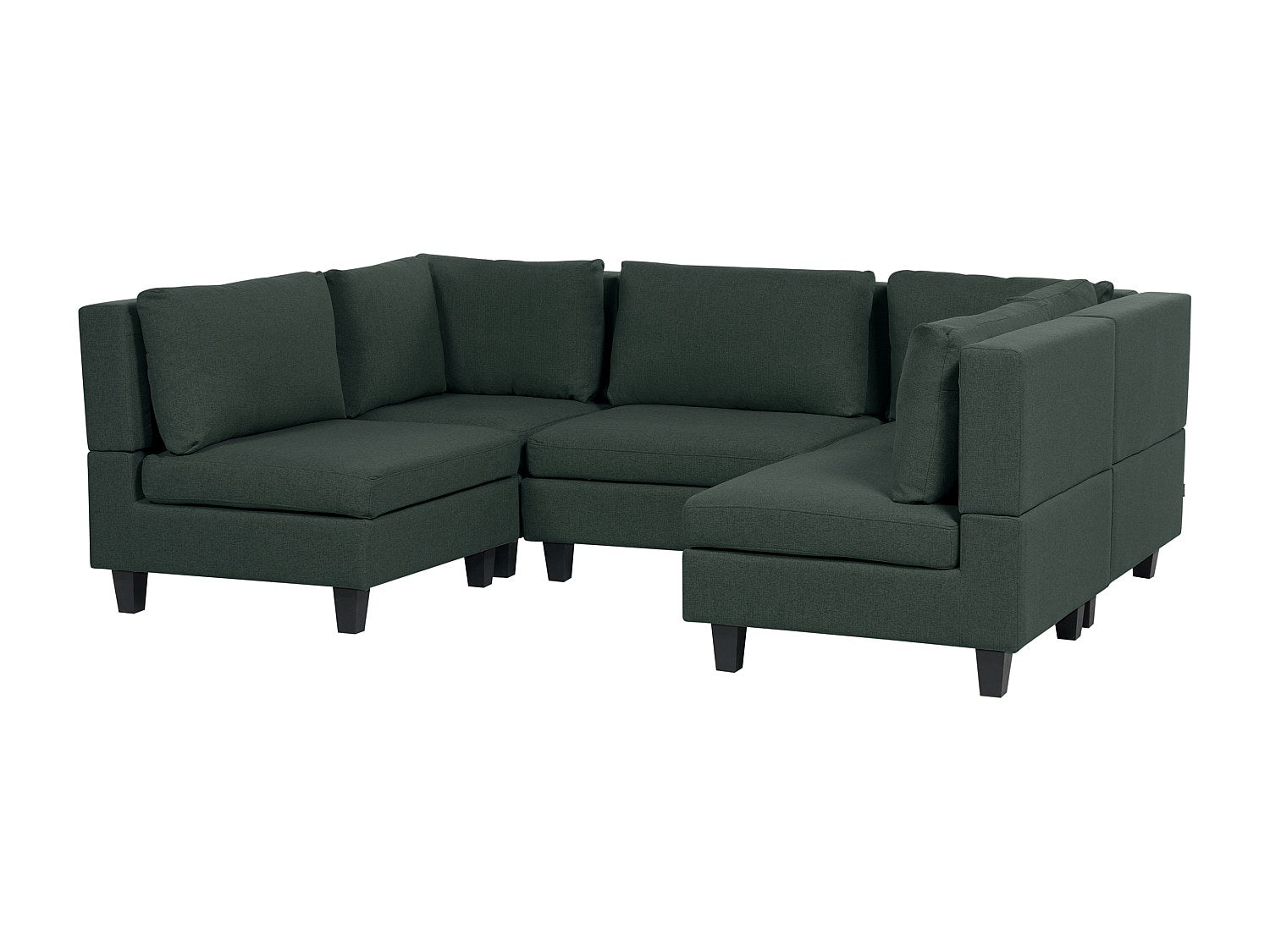 Canapé modulable 5 places vert tissu