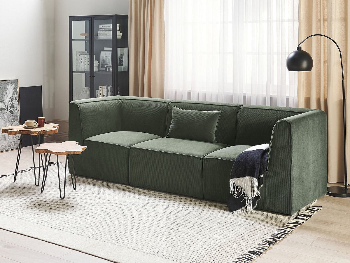 Canapé modulable 3 places vert velours