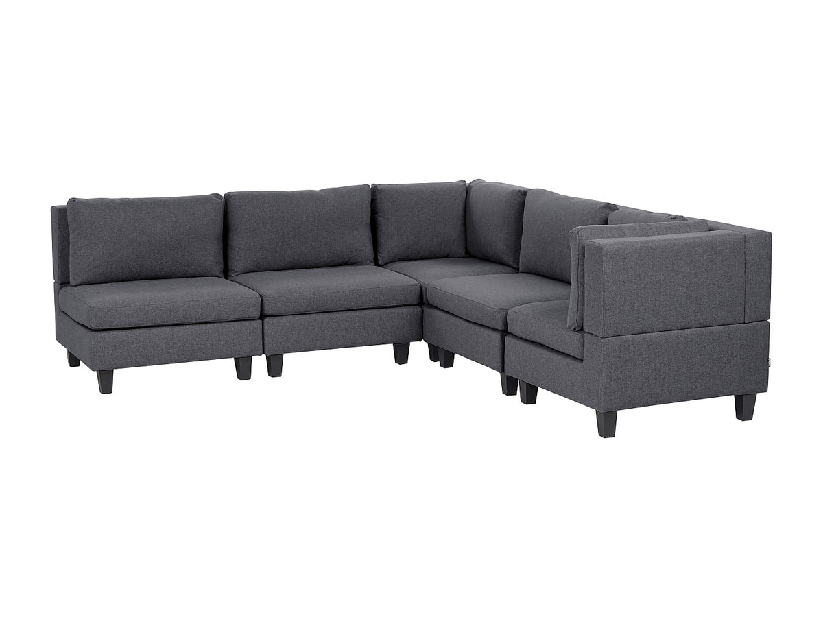 Angle pour canapé modulable 5 places gris tissu
