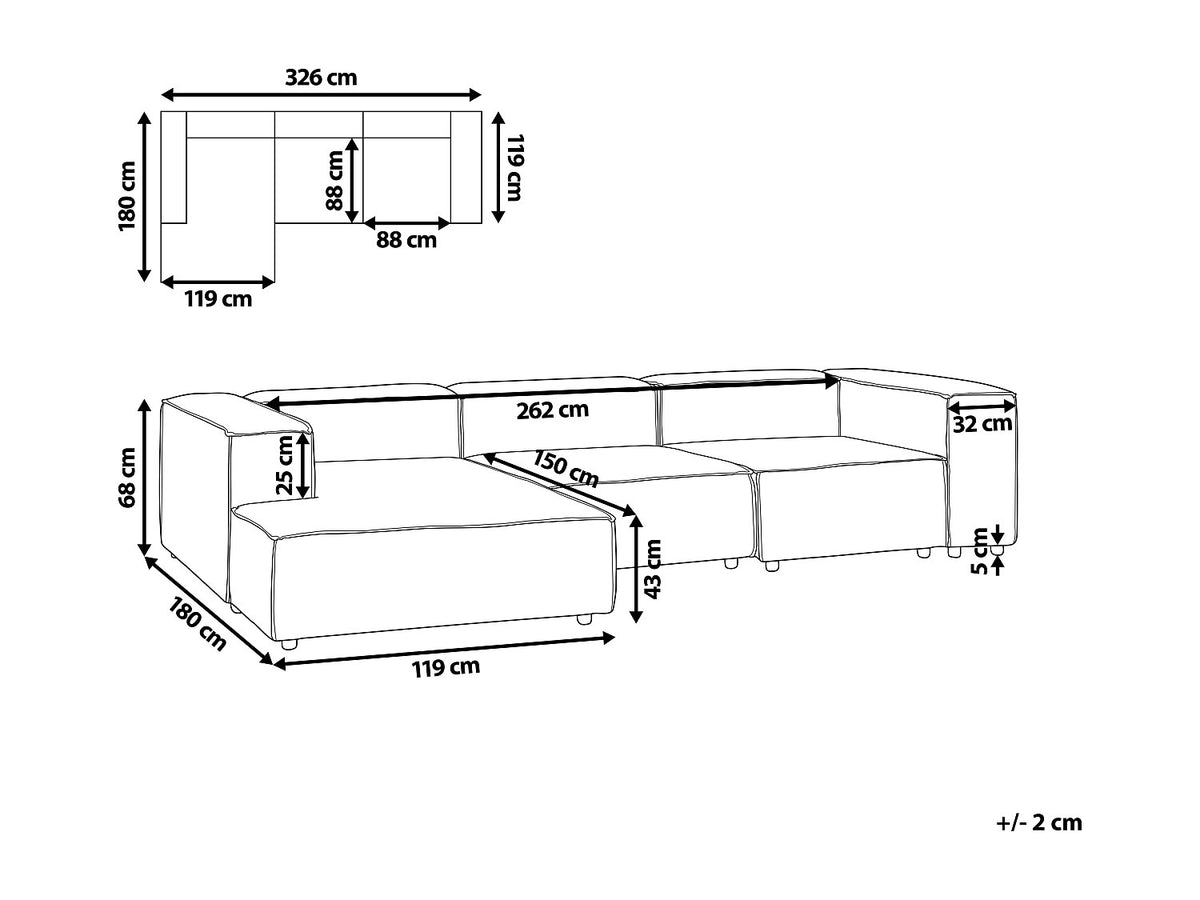 Angle pour canapé modulable 4 places vert velours