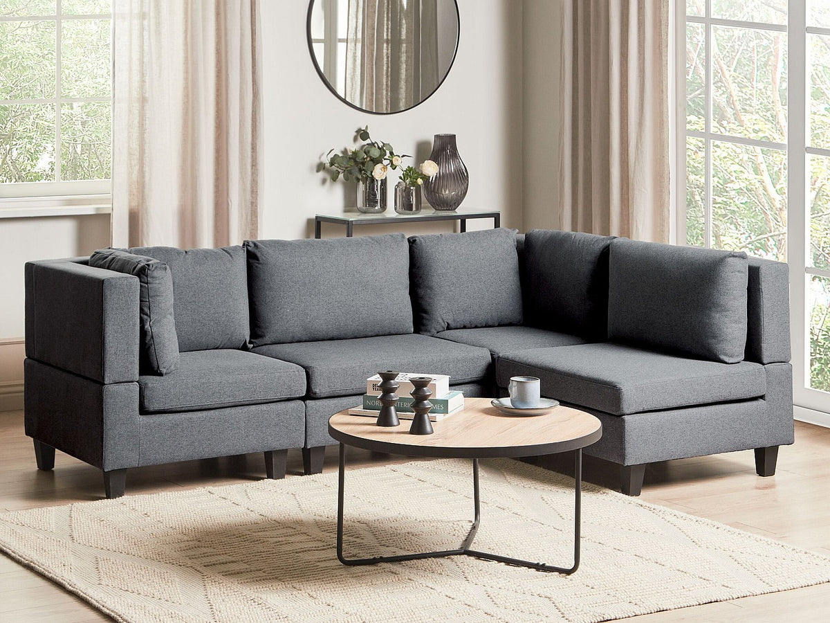 Angle pour canapé modulable 4 places gris tissu