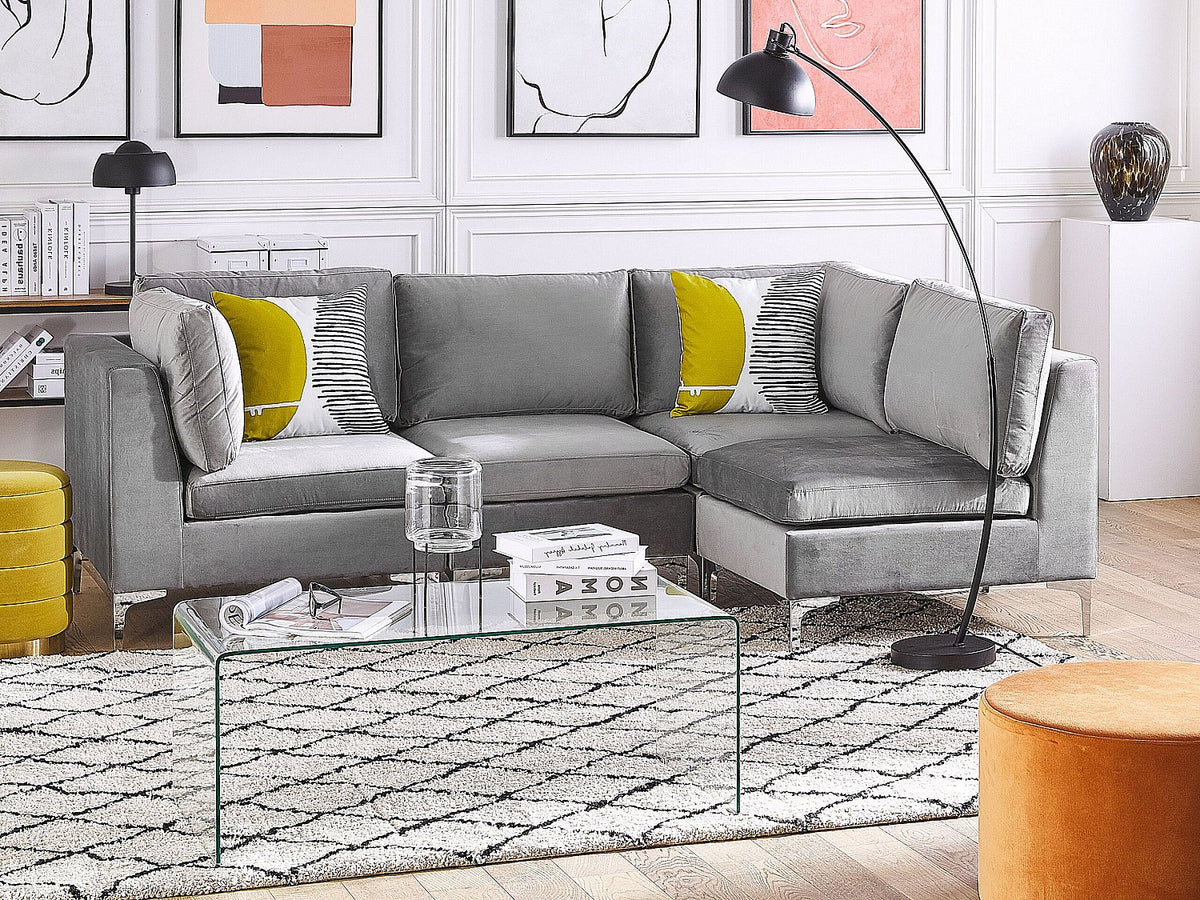 Angle pour canapé modulable gris velours