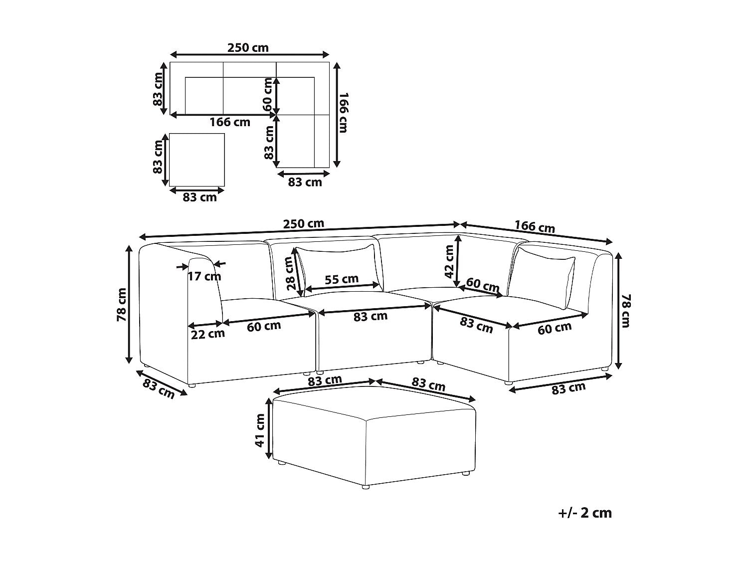 Angle pour canapé modulable 4 places vert velours